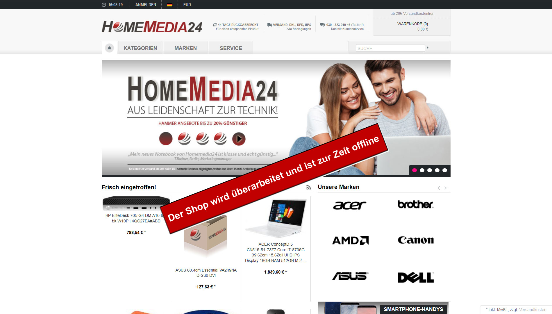 Homemedia24 Shop Offline | Shop wird zur Zeit überarbeitet